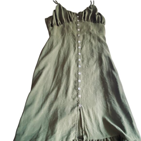 Sage Button Down Pleated Bust Midi Dress - Picture 4 of 7